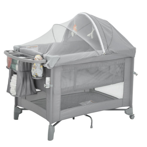 Rebrilliant 5 in 1 Baby Bassinet Bedside Sleeper, Portable Pack and Play with Mattress, Toy Bar, Insect Net, Diaper Changer, Storage | Wayfair
