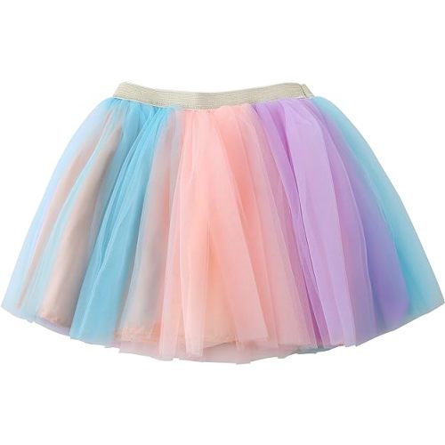 Jastore Girls Layered Rainbow Tutu Skirt Dance Dress Ruffle Tiered Clubwear