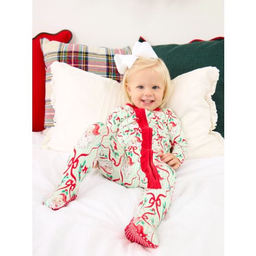 Ruffle One Piece Footie Pajama, Bamboo Viscose
