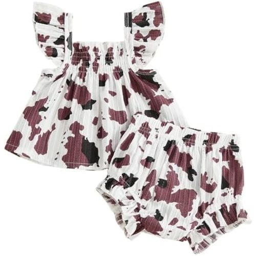 Mubineo Baby Girl Summer Clothes Cute Ruffle Tops Dress Shorts Outfits Set Infant Toddler Shrit Bloomers Princess Outfit
