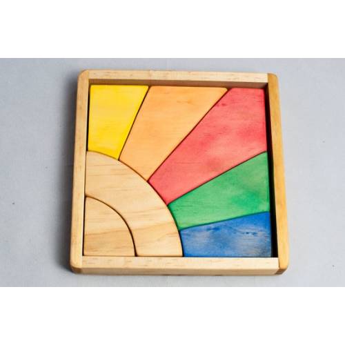 Sunray Wooden Puzzle Rainbow With Tray - Etsy