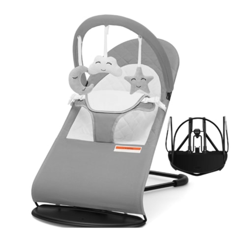 Foldable Cotton Baby Bouncer with 3 Recline Positions & Washable Cover