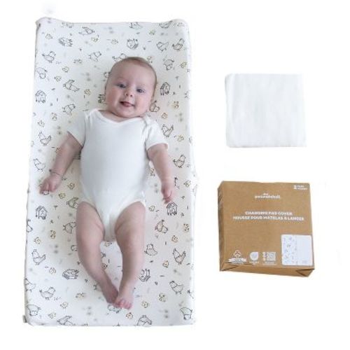The Peanutshell Cottage Pasture, White Organic Cotton Changing Pad Covers for Baby Boys and Girls, 2 Pack