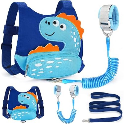 Accmor Toddler Harness Leash with Anti Lost Wrist Link, Cute Dinosaur Kids Walking Restraint Belt, Keep Child Close Hand Strap Tether for Baby Boys Girls Outdoor Travel