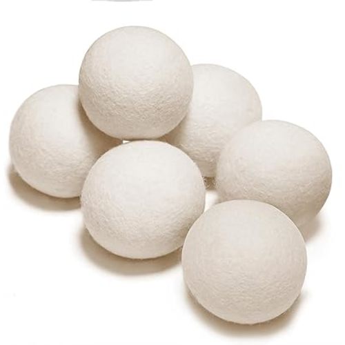100% New Zealand Wool Dryer Balls L Size – 6 Pack, Organic & Chemical-Free Fabric Softener, Baby Safe & Hypoallergenic, Reduces Static, Wrinkles & Drying Time, Reusable for 1000+ Loads