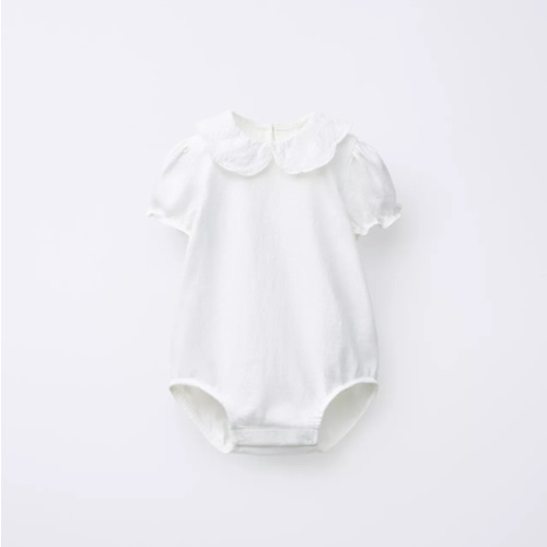 EMBROIDERED COLLAR BODYSUIT - Light ecru | ZARA United States