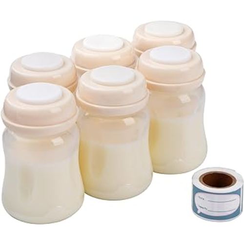 Phanpy Breast Milk Storage Bottles 6pcs with Handwriting Stickers, 6oz Breastmilk Storage Containers for Fridge, Wide Neck Breast Milk Freezer Storage Organizer, Compatible with Phanpy Breast Pump