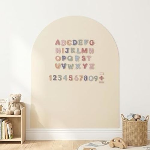 CAALMA Magnetic Wall Decal 40 x 32 - Magnetic Chalkboard for Wall - Strong Adhesive with Aesthetic Magnetic Letter, Chalk and Cloth (Neutral Beige)