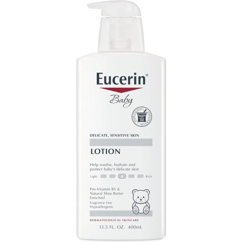 Eucerin Baby Body Lotion, Hypoallergenic and Fragrance Free Baby Lotion with Pro-Vitamin B5 and Shea Butter, 13.5 Fl Oz Bottle