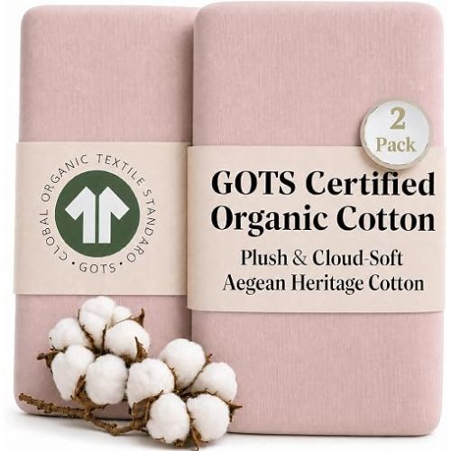 Bunnyjik GOTS Organic Bedside Bassinet Sheets 33x20 and 35x19 Compatible with Maxi COSI Iora, Baby Delight, Ronbei, Koola Baby Bond. Premium Weight Luxury Turkish Cotton - Boy, Girl