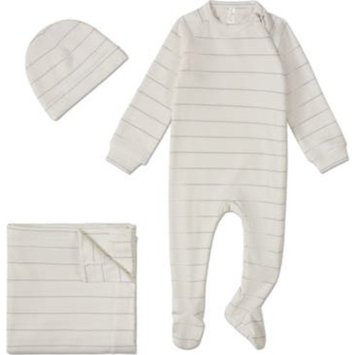 3 Piece Unisex Baby Ribbed Shimmer Stripe Footie Set, 3M