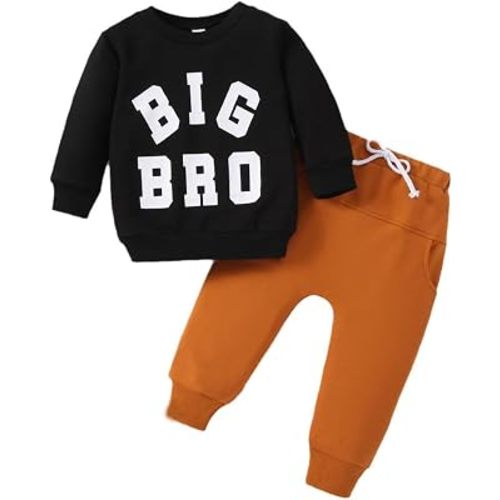 Big Bro Little Bro Matching Clothes Toddler Infant Baby Boy Long Sleeve Tracksuit 2 Pcs Sweatshirt Top Pant Set Outfit (CA/US, Age, 3 Years, 4 Years, Big Bro)