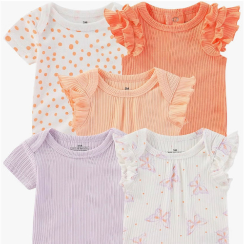 Baby Bodysuits Ribbed Mix Summer Newborn Boy Girl Clothes 5-pack
