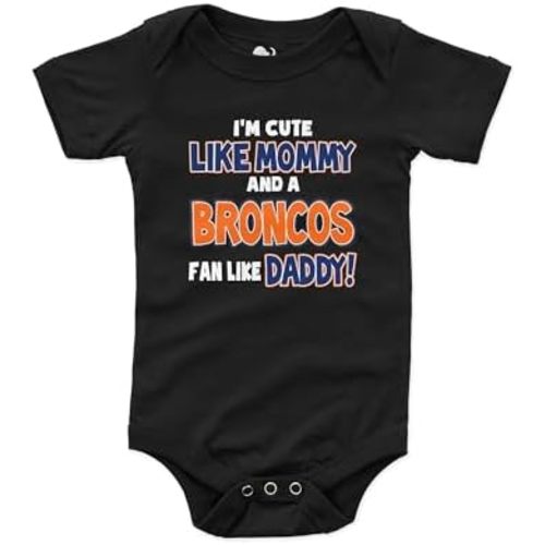 NanyCrafts Baby's I'm Cute like Mommy and a Broncos Fan like Daddy Bodysuit