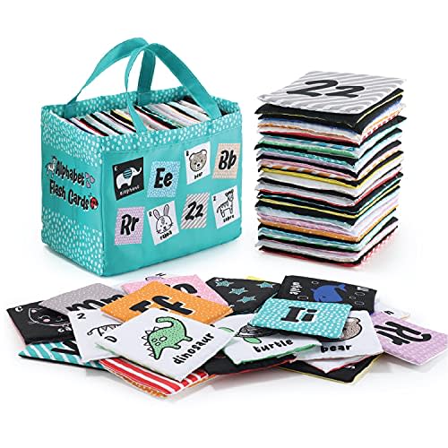The Peanutshell Baby Soft Alphabet Flash Cards - Cloth ABC Book for Babies & Toddlers, 26 Fabric Tiles, Infant to 36 Months Baby Books With Bag