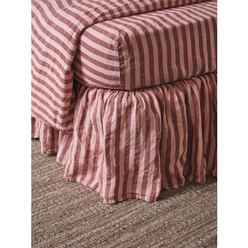 Rhubarb & Rose Pembroke Stripe Linen Blend Bed Skirt
