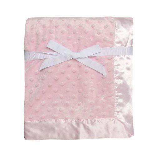 Baby Starters Pink Textured Embossed Dot 2-Ply Baby Blanket with Satin Trim