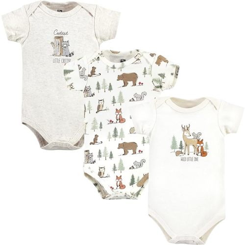 Hudson Baby unisex-baby Cotton Bodysuits 3-pack