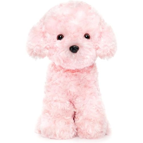 WEIGEDU Pink Puppy Dog Stuffed Animals Plush Toys, Pink Toy Poodle Bichon Frise Maltese Stuffed Dog Plush, for Girls, Kids, Babies, Birthday, Easter, Christmas -12.6 inches