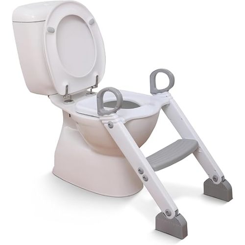 Dreambaby Toddler Toilet Seat with Steps - Adjustable Potty Seat with Splash Guard, Potty Topper with Ladder, Ergonomic Handles, Non-Slip Pads