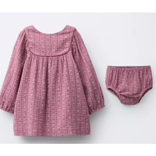 FLORAL TEXTURED DRESS AND BLOOMERS - Dark pink | ZARA United States