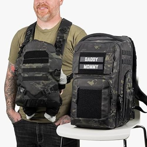 Tactical Baby Gear Everyday Backpack + Baby Carrier Bundle – Military-Grade, Water-Resistant, Tactical Diaper Bag Backpack & Tactical Baby Carrier for Dads (Multicam Black)