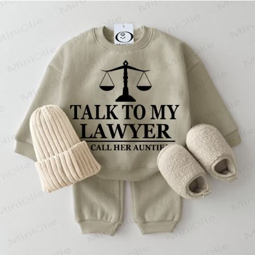 TALK TO MY LAWYER (I CALL HER AUNTIE) Baby Sweatshirt Grey Green 2-piece Set