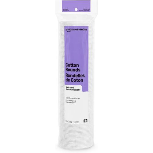 Amazon Essentials 100% Cotton Rounds, 100 Count (Previously Amazon Basics)