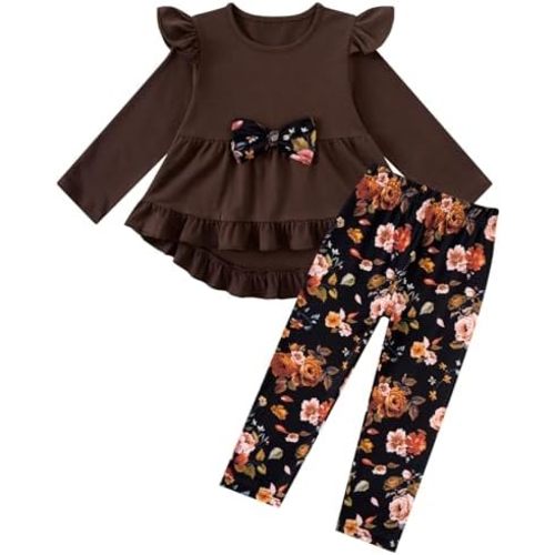 Baby Girl Clothes Toddler Outfits Long Sleeve Ruffle Floral Pants Set Fall Winter 1-5 Years