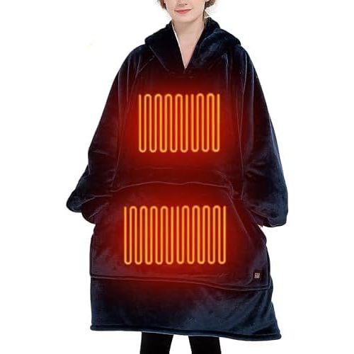 KFUBUO Heated Electric Wearable Blanket Throw Battery Operated Portable USB Cordless Outdoor Hoodie Sweatshirt
