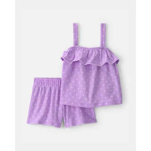 Toddler Girl 2-Piece Ruffle Tank Top & Short Set - Purple | Carter's