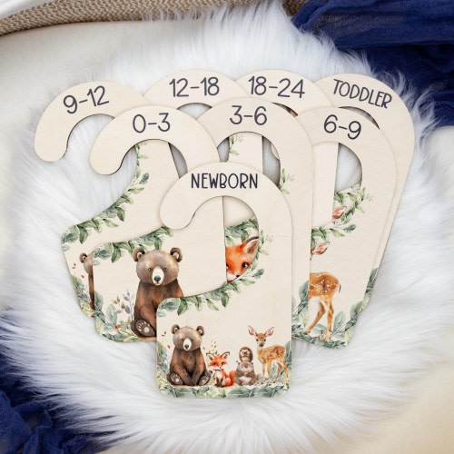 Woodland Clothing Dividers, Woodland Baby Clothing Divider, Wood Wardrobe Divider, Nursery Closet Divider, Woodland Nursery Theme W65