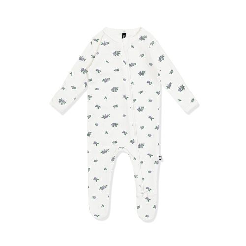 Pointelle Zippered Footie in Spray Rose - Newborn