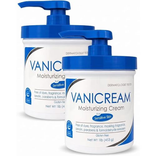 Vanicream Moisturizing Cream with Pump Dispenser, 16 Oz, Pack of 2, Formulated without Common Irritants for Sensitive Skin, Body & Face Moisturizer, Restores Moisture & Soothes Irritated Areas