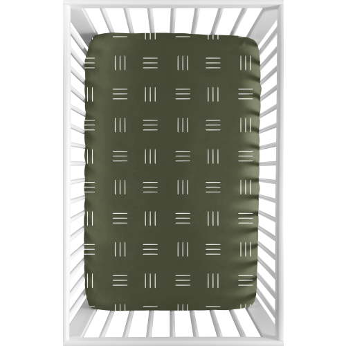 Sweet Jojo Designs Jungle Green and White Mini Fitted Crib Sheet