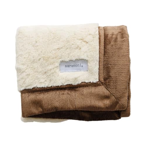 SARANONI Luxury Security Blankets for Babies | Ultra-Soft Lush and Boutique Quality Baby Blanket | Ivory & Gingersnap, Mini - 15" x 20"