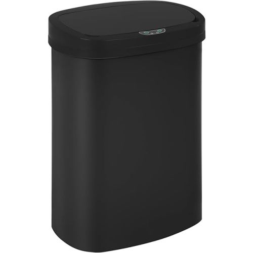 BestOffice | 13 Gallon Plastic Trash Can with Lid | Black