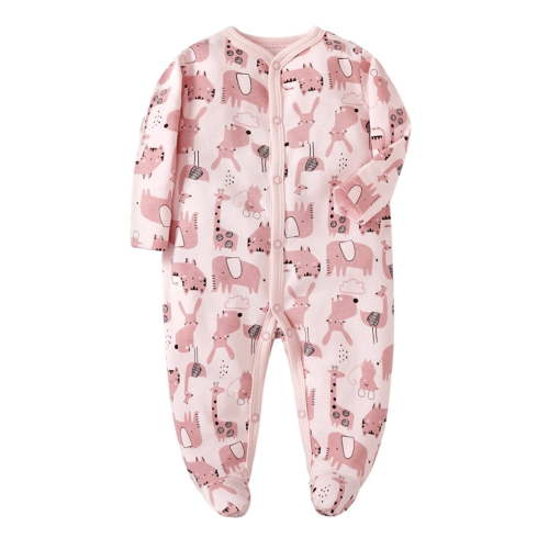 WIBACKER Newborn Baby Footed Pajamas 100% Cotton Infant Baby Snap Sleepers for Sleep and Play Footies 0-12 Months - Animals