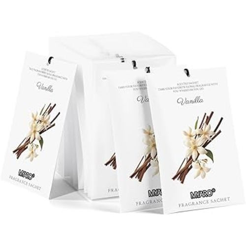 MYARO 12 Packs Vanilla Scented Sachets for Drawer and Closet, Long-Lasting Closet Sachet Bags Drawer Deodorizers Fresh Scents, Home Fragrance for Lover
