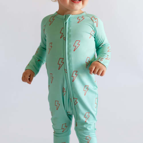 Infant Romper in Teal Lightning
