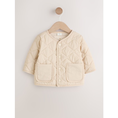 Neutral Quilted Popper Baby Jacket