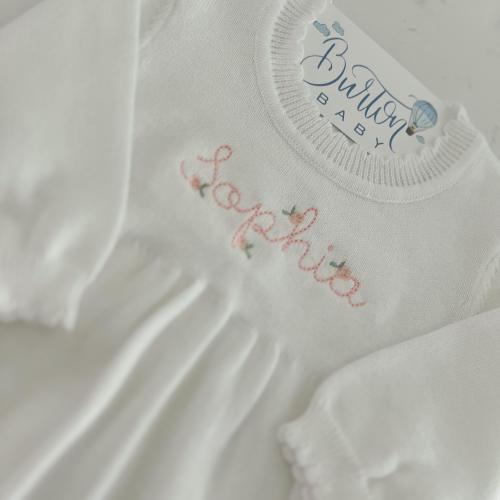 Custom Knit Baby Gown | Cream Cotton Knit Baby Layette