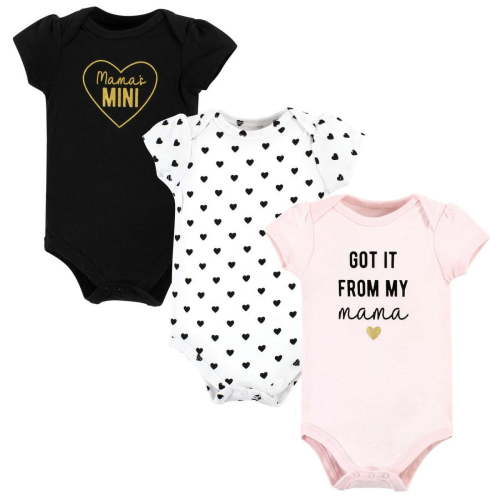 Hudson Baby Infant Girl Cotton Bodysuits, Mama Heart, 6-9 Months