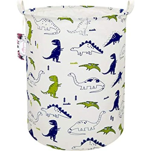 Dinosaur Laundry Basket Baby Laundry Hamper Cute Kids Hamper Toy Storage Bin Handles for Boys and Girls Dinosaur Room Decor (Polychrome Dinosaurs)