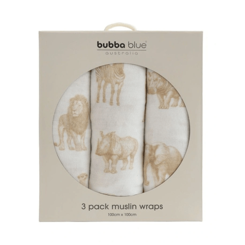 Bubba Blue Serengeti Muslin Wraps 3-pack