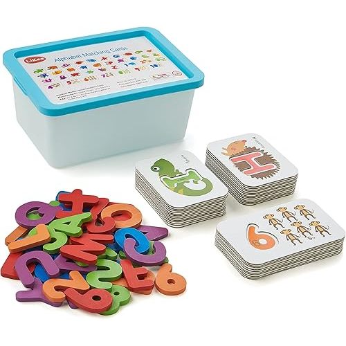 LiKee Alphabet Flash Cards Wooden Letter Puzzle ABC Sight Words Matching Games Counting Board Preschool Educational Montessori Toys for Toddlers Boys Girls 3+ Years (36 Cards& 37 Wood Pieces)