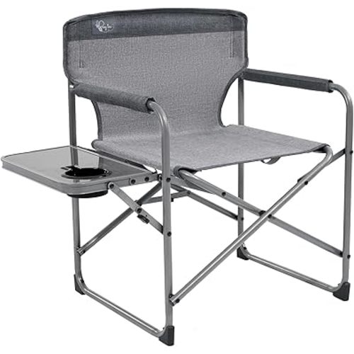 Busy Bee Kids Director Camping Chair with Foldable Side Table, Lightweight, Flat Folding, Compact and Portable, Perfect Kid Beach Chairs, Supports 150 Lbs.