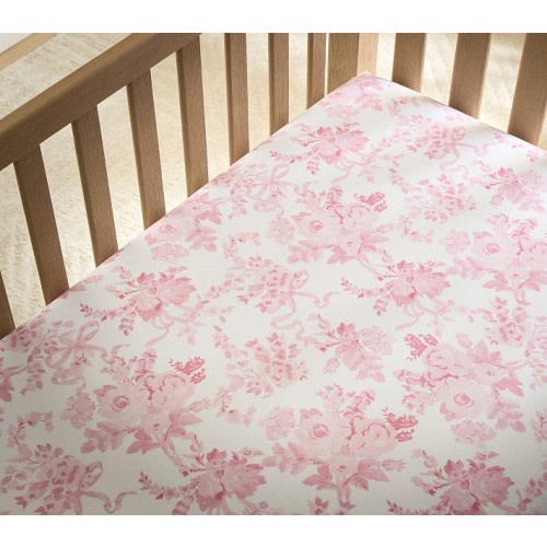 LoveShackFancy Damask Floral Organic Crib Fitted Sheet