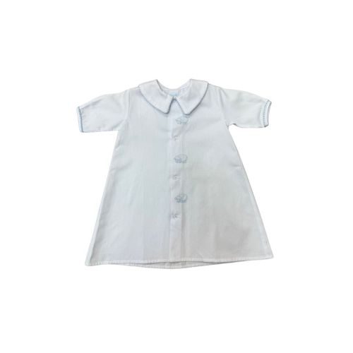 White/Blue Pique Day Gown with Lamb
