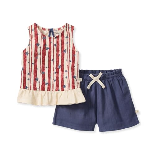 Burt's Bees Baby Baby Girls' Sleeveless Top and Shorts Set, Tunic and Shorts Bundle, 100% Organic Cotton